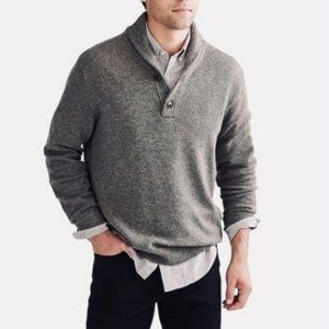 J.Crew Lambswool Gray Marled Shawl Collar Pullover Sweater